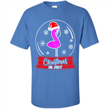 Christmas In July Flamingo Snow Globe Santa Hat - Shirt