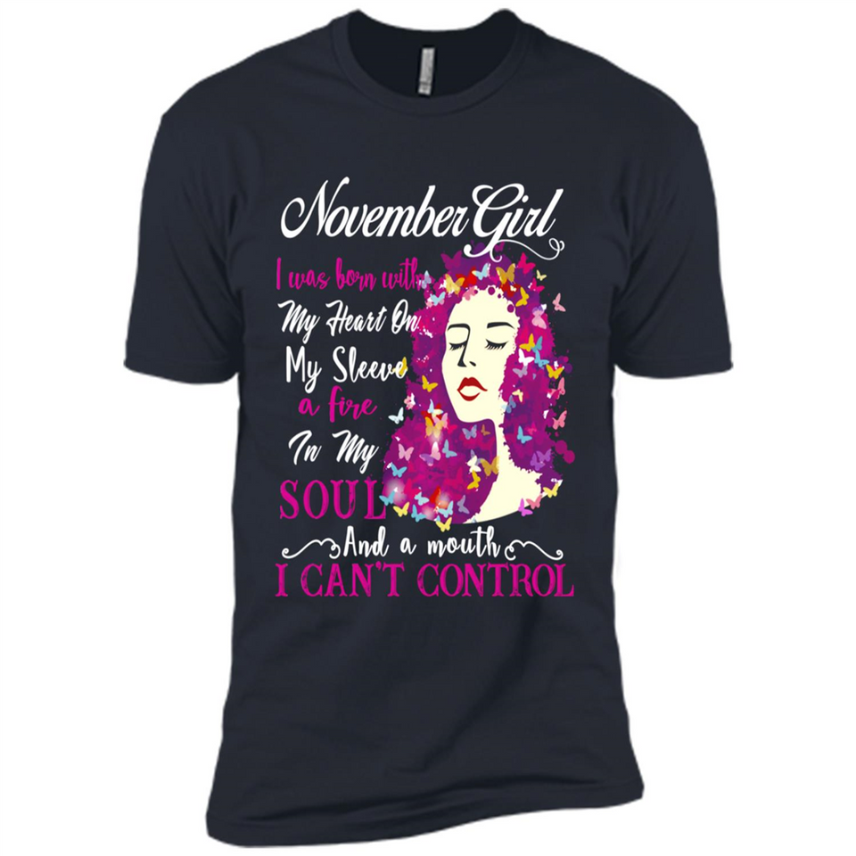 November Butterfly Girl - Premium Short Sleeve T-Shirt