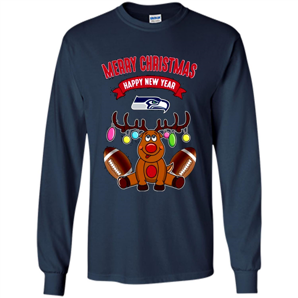 Seattle Seahawks NFL Reindeer Funny Merry Christmas And Happy New Year