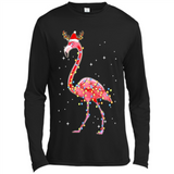 Christmas Lights Flamingo Wearing Santa Hat Funny Xmas - Canvas Long Sleeve T-Shirt