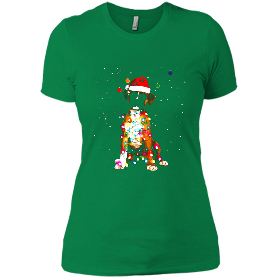 Christmas Lights Boxer Dog Funny Xmas Sweatshirt - Ladies' Boyfriend T-Shirt