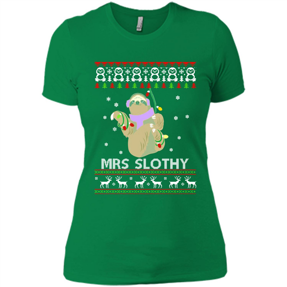 Mrs Slothy Christmas - Ladies' Boyfriend T-Shirt