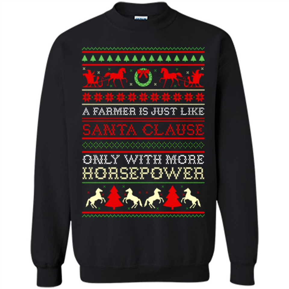 Funny Farmers Gift Ugly Santa Claus Horsepower - Sweatshirt