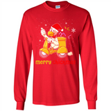 Funny Santa Christmas Chicken Shirt - Merry Chickmas - Long Sleeve T-Shirt