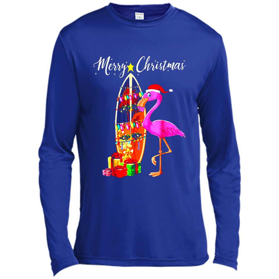 Flamingo Christmas Shirt, Merry Christmas Shirt , Flamingo - Canvas Long Sleeve T-Shirt