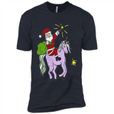 Distressed Retro Santa Riding Unicorn - Premium Short Sleeve T-Shirt