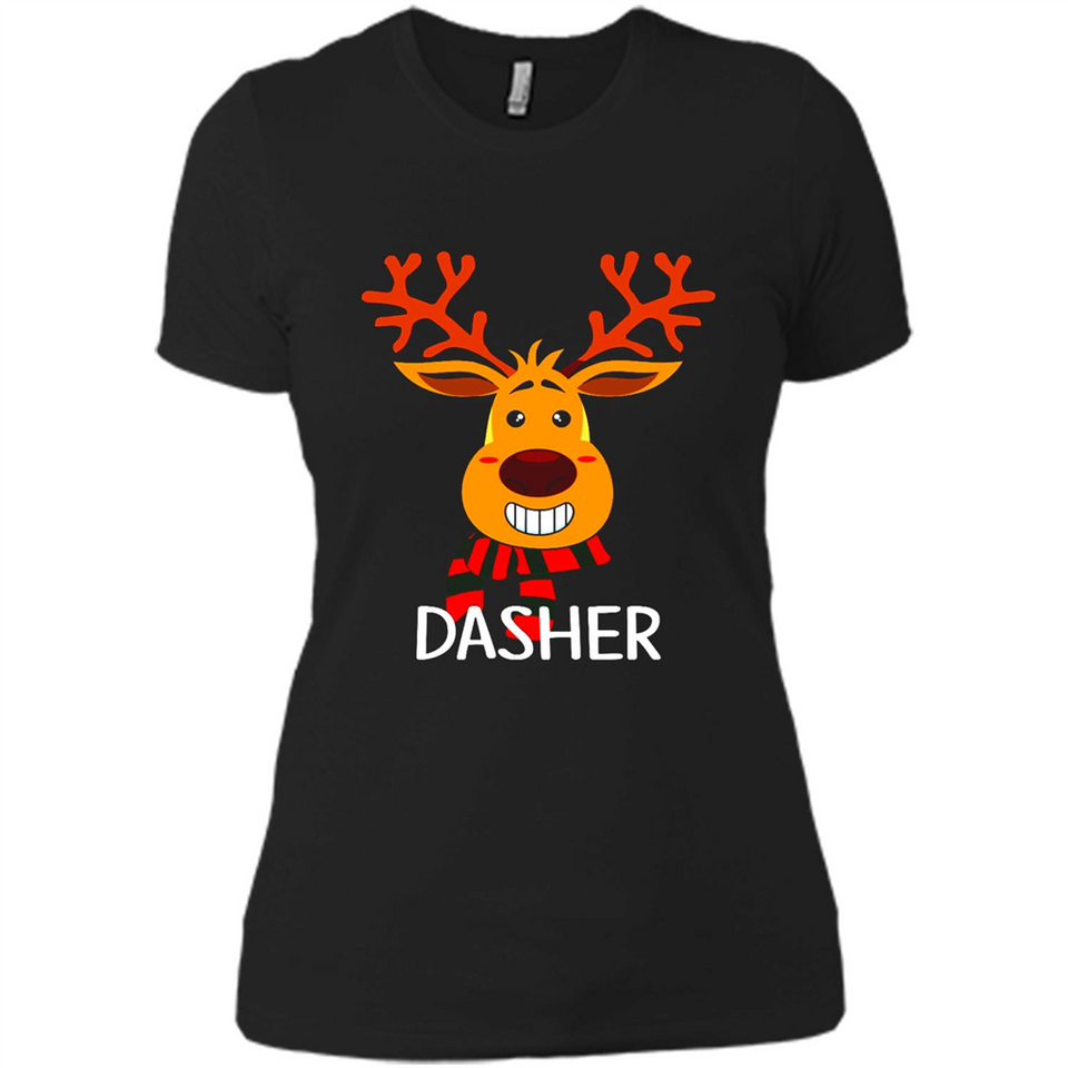 Dasher Reindeer Santa Claus Funny Xmas Holiday T-Shirt - Ladies' Boyfriend T-Shirt