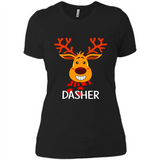 Dasher Reindeer Santa Claus Funny Xmas Holiday T-Shirt - Ladies' Boyfriend T-Shirt