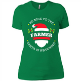 Be Nice to Farmer Santa Watching Christmas 1 - Ladies' Boyfriend T-Shirt