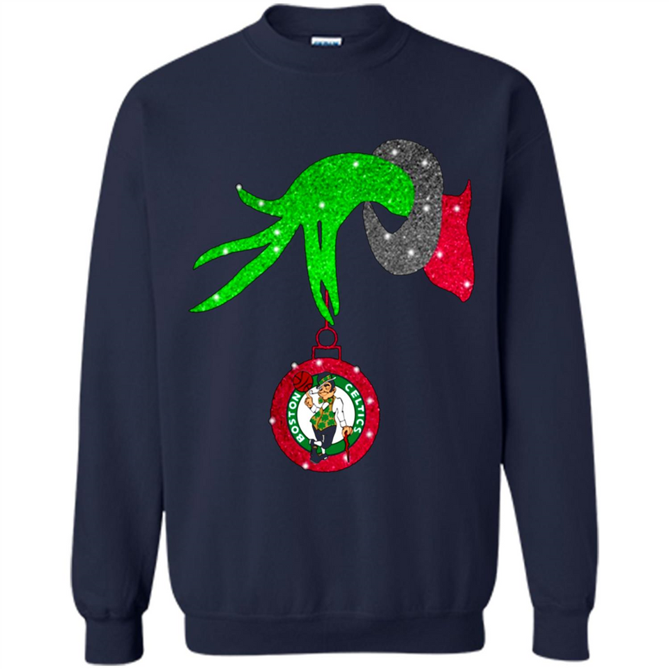 GRINCH HAND HOLDING BOSTON CELTICS NBA GLITTER CHRISTMAS PINGPONG