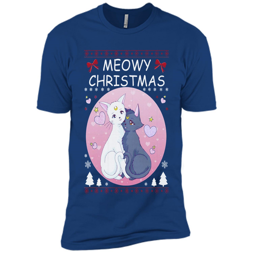 Sailor Moon Yin Yang Cat Love Ugly Christmas Sweater - Premium Short Sleeve T-Shirt