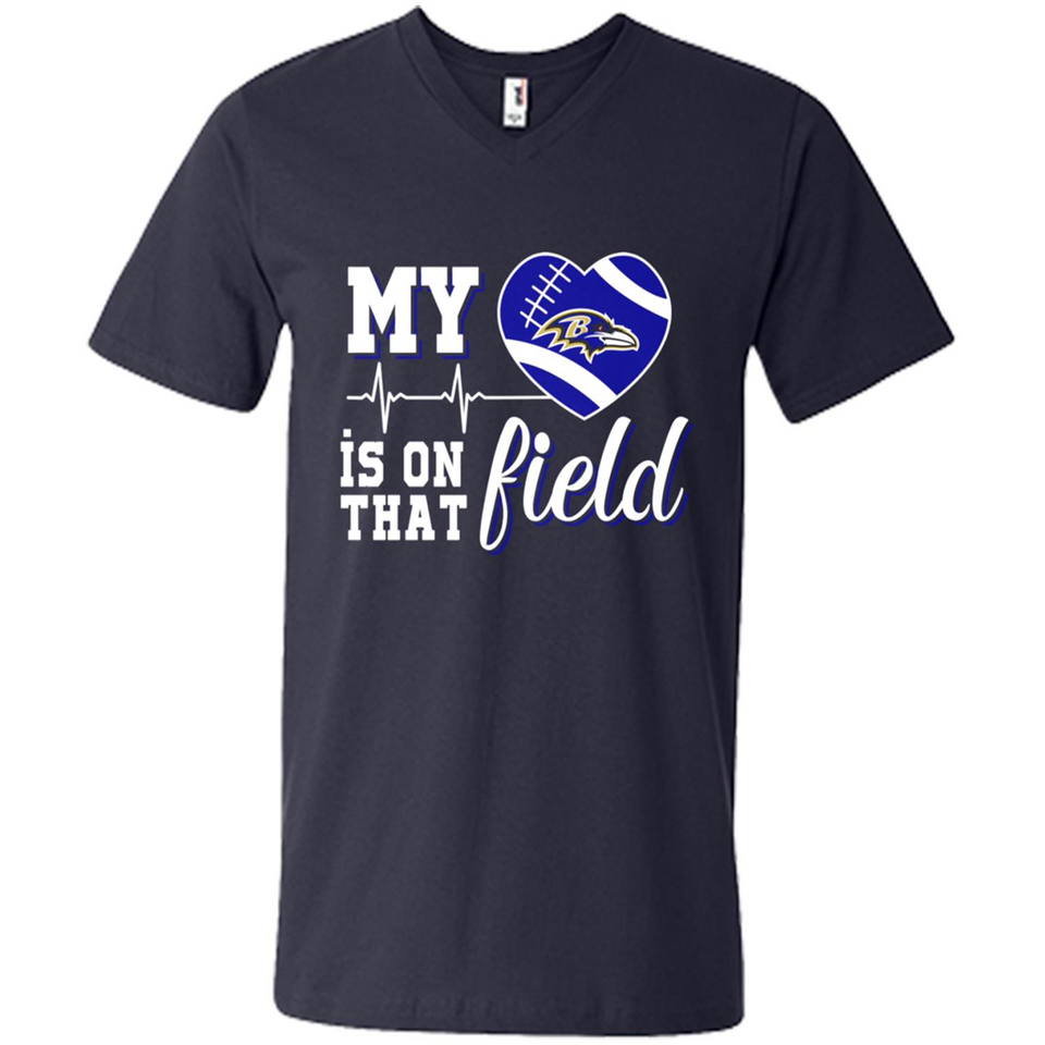 Baltimore Ravens Football My Heart is on that Field - Men's V-Neck
