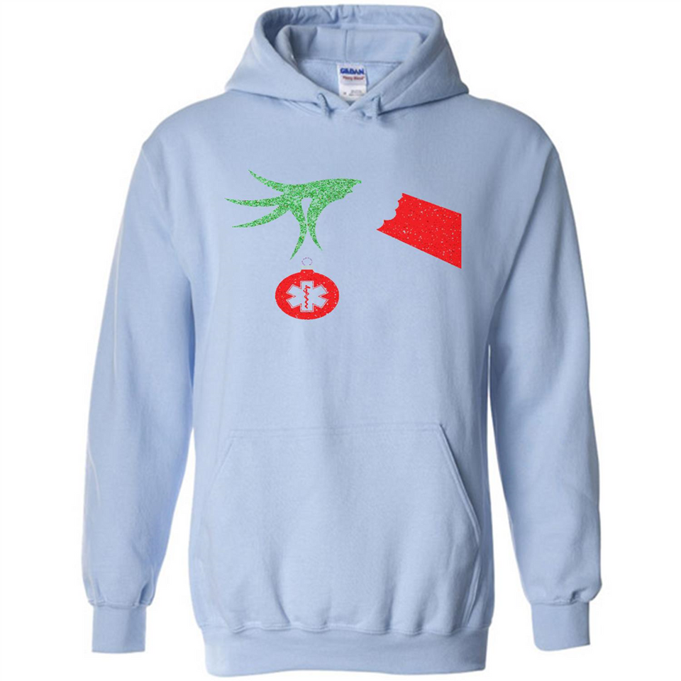 Funny Grinch Hand holding Doctor ornament Christmas Sporty T-Shirt - Hoodie