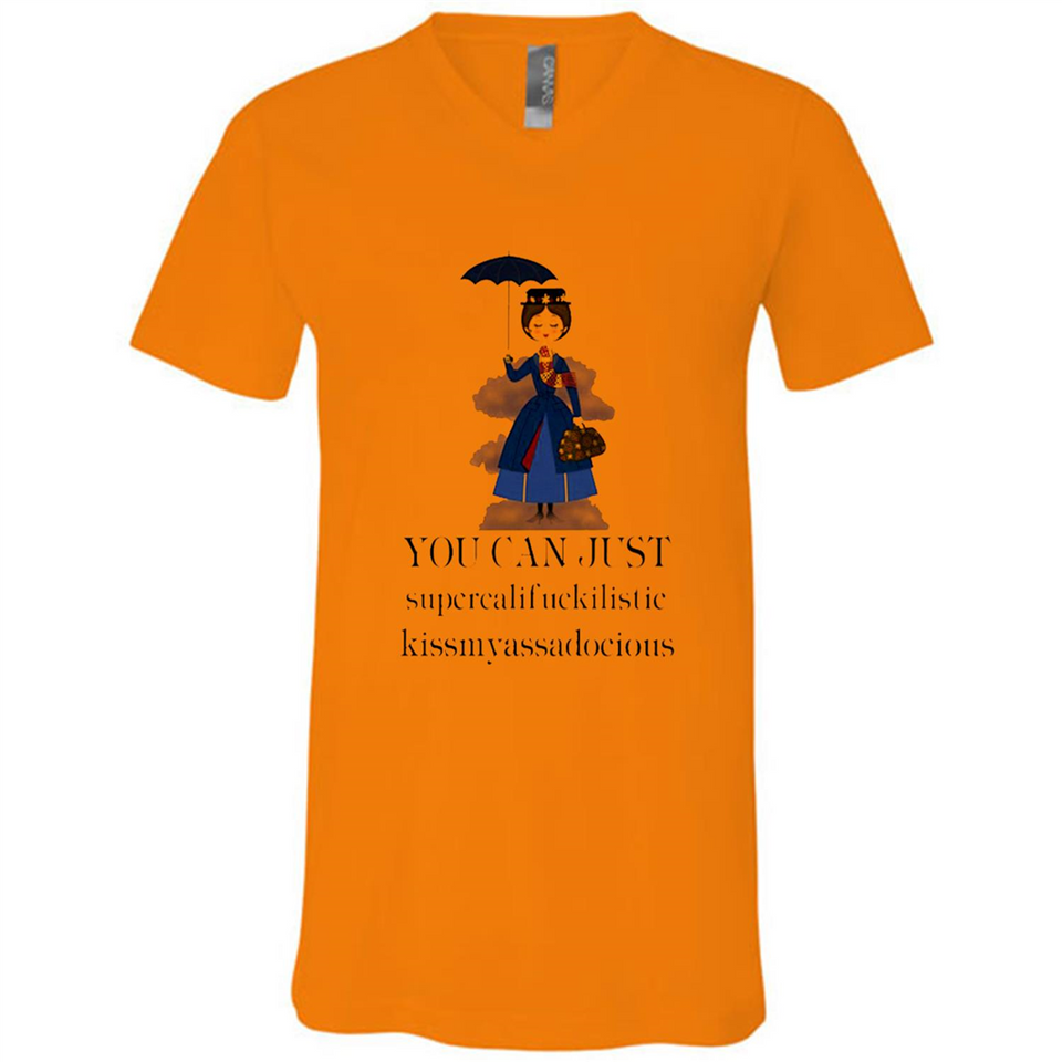 Mary Poppins Clipart You Can Just Supercalifuckilistic Kissmyassadocious MERCHCUTE - Canvas Unisex V-Neck