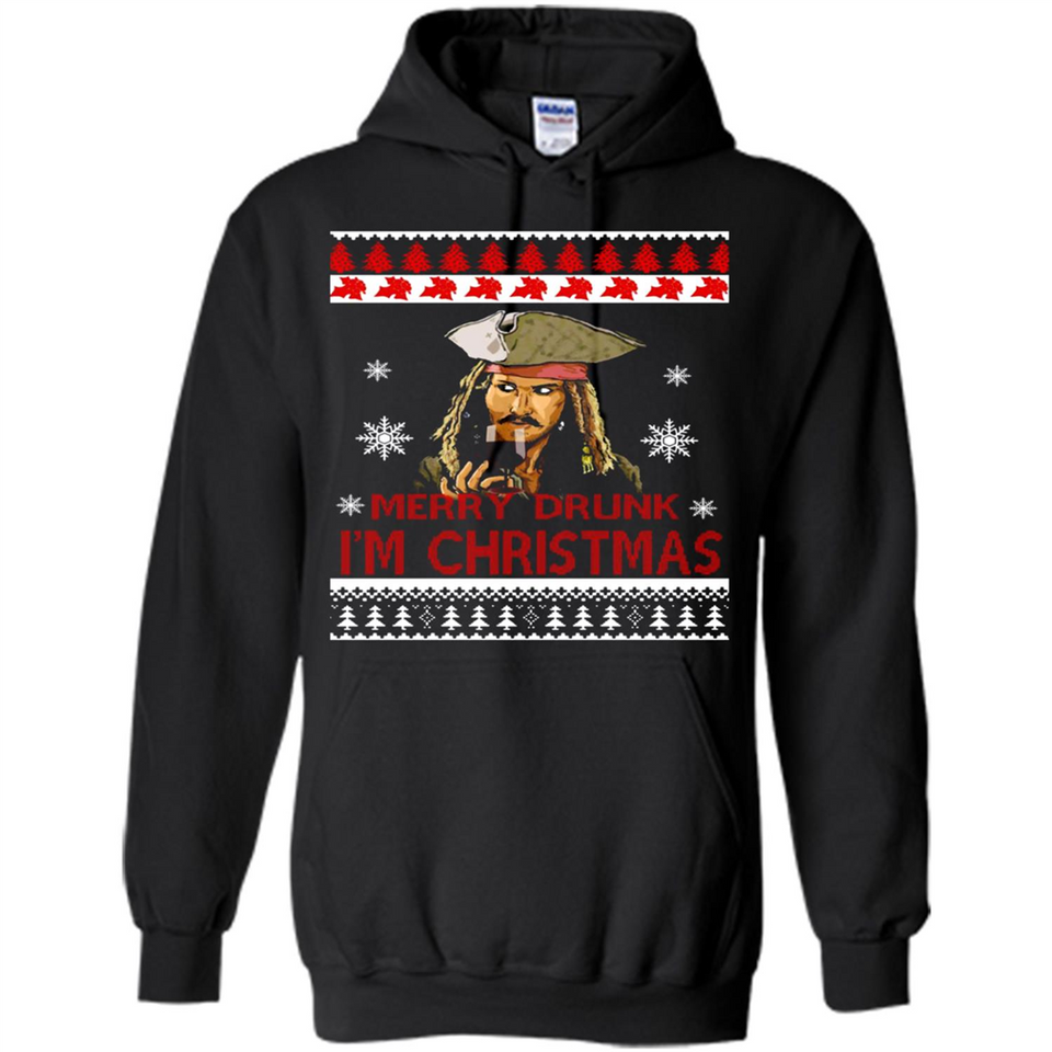 Jack sparrow Merry Drunk I'm Christmas - Hoodie