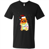 Pomeranian Santa Lights Christmas Dog Xmas Sweatshirt - Men's V-Neck