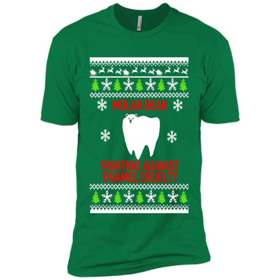 Molar bear fighting against enamel cruelty Christmas - Premium Short Sleeve T-Shirt