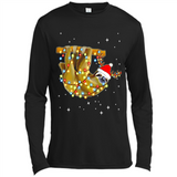 Christmas Lights Sloth Wearing Santa Hat Funny Xmas - Canvas Long Sleeve T-Shirt