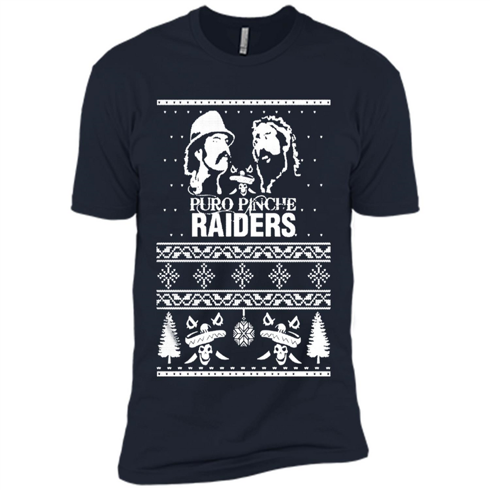 Puro Pinche Raiders Ugly Christmas Sweater - Premium Short Sleeve T-Shirt