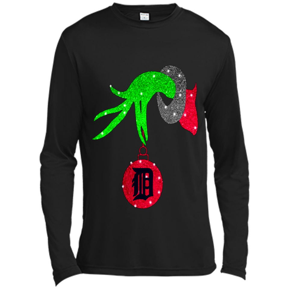GRINCH HAND HOLDING DETROIT TIGERS GLITTER CHRISTMAS PINGPONG