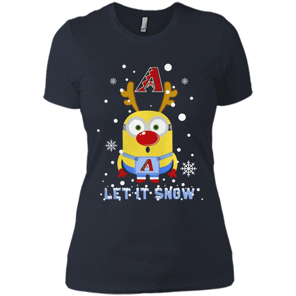 Minion Arizona Diamondbacks Ugly Christmas Sweater Let it Snow - Ladies' Boyfriend T-Shirt