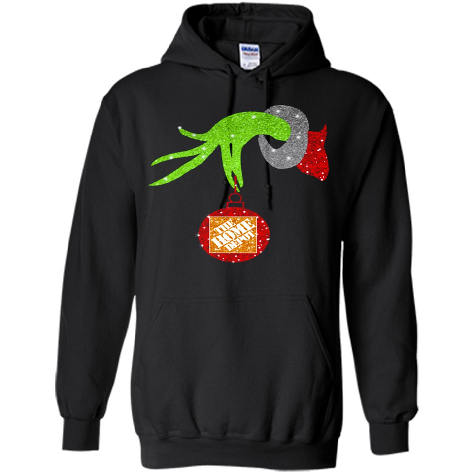 Grinch hand holding Logo HomeDepot Glitter Christmas - Hoodie