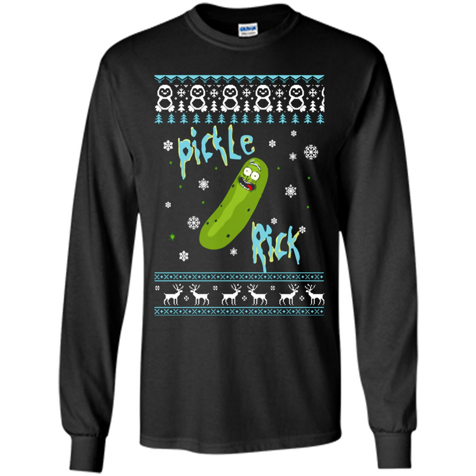 Rick and Morty Pickle Rick Ugly Christmas Sweater - Long Sleeve T-Shirt