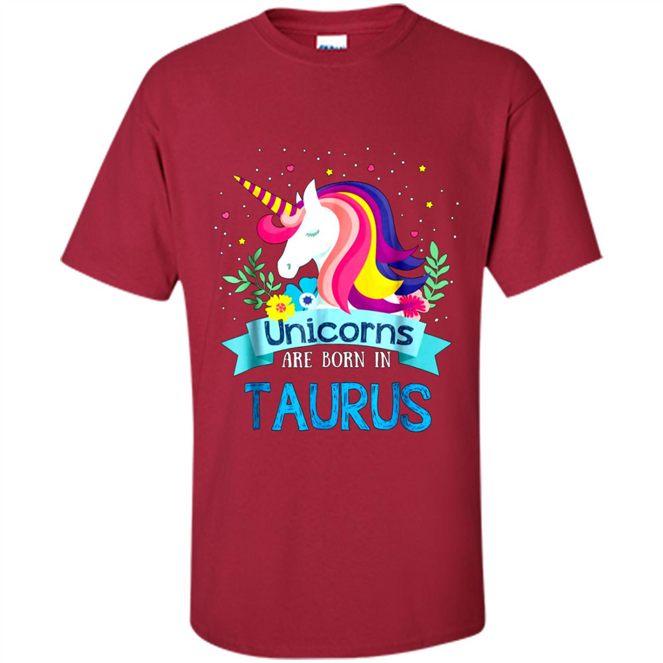 Unicorns are born in Taurus Birthday Rainbow Gift Ladies Custom