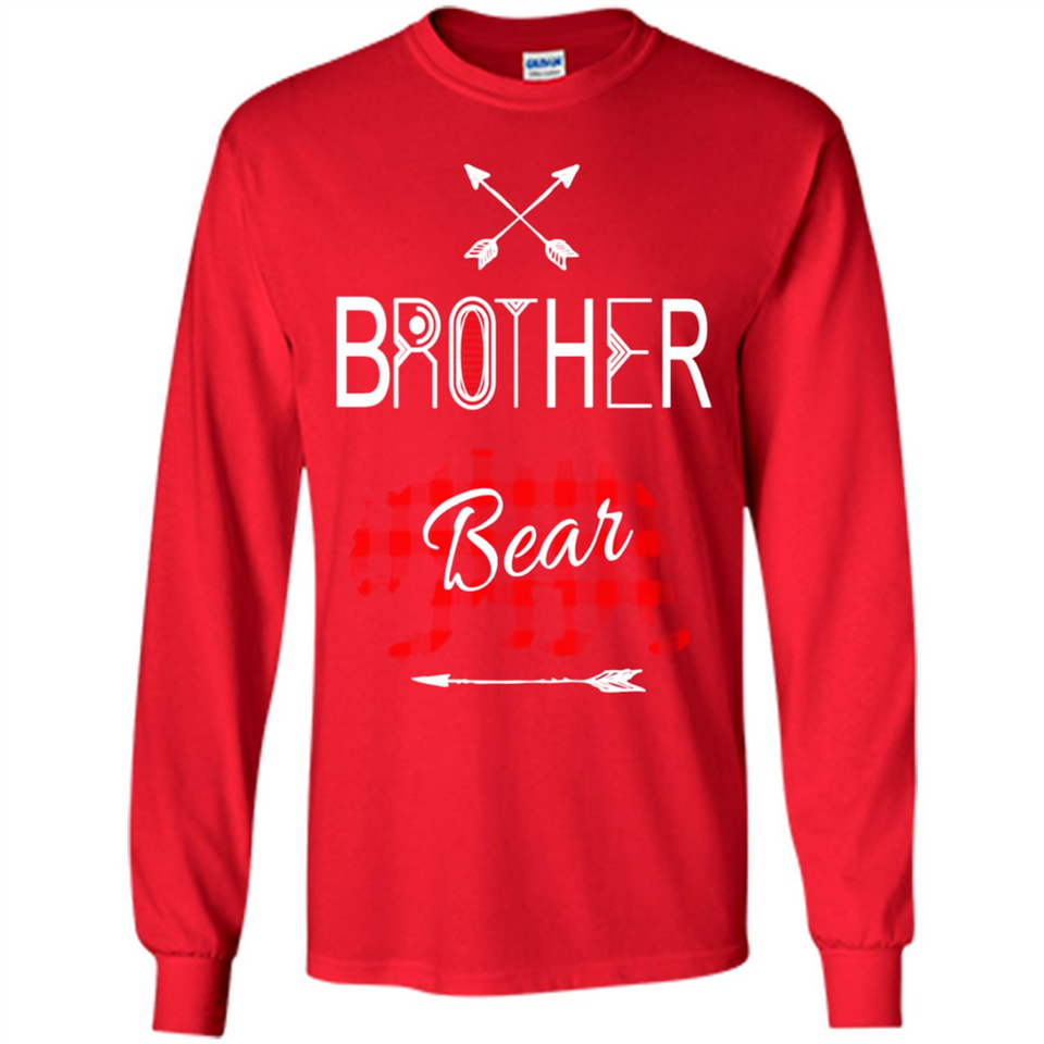 Brother Shirt Buffalo Plaid Family Camping Bear Tee - Long Sleeve T-Shirt