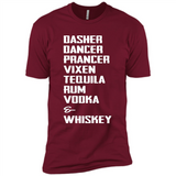 Dasher Dancer Prancer Vixen Tequila Rum Vodka Whiskey Reindeer Christmas T-Shirt - Premium Short Sleeve T-Shirt