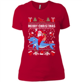 Ugly Christmas Santa Riding Dolphin - Ladies' Boyfriend T-Shirt