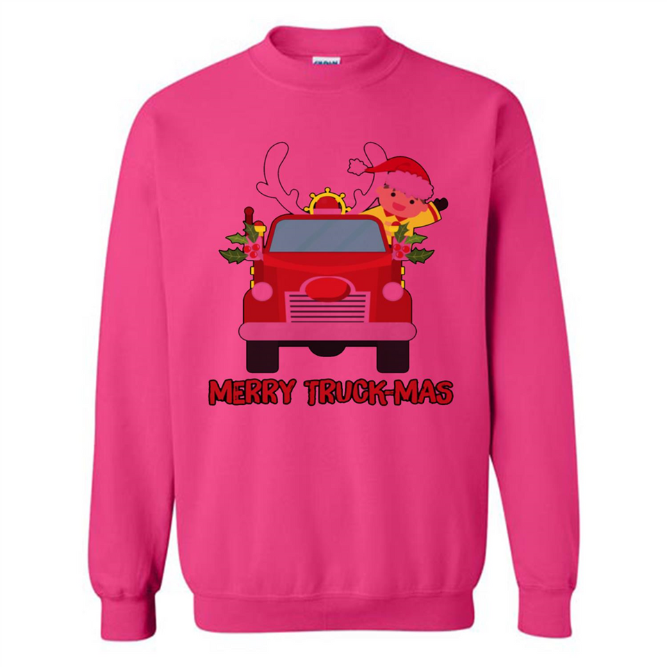Merry Truck-Mas Christmas Fire Truck Cute Reindeer Sporty - Sweatshirt