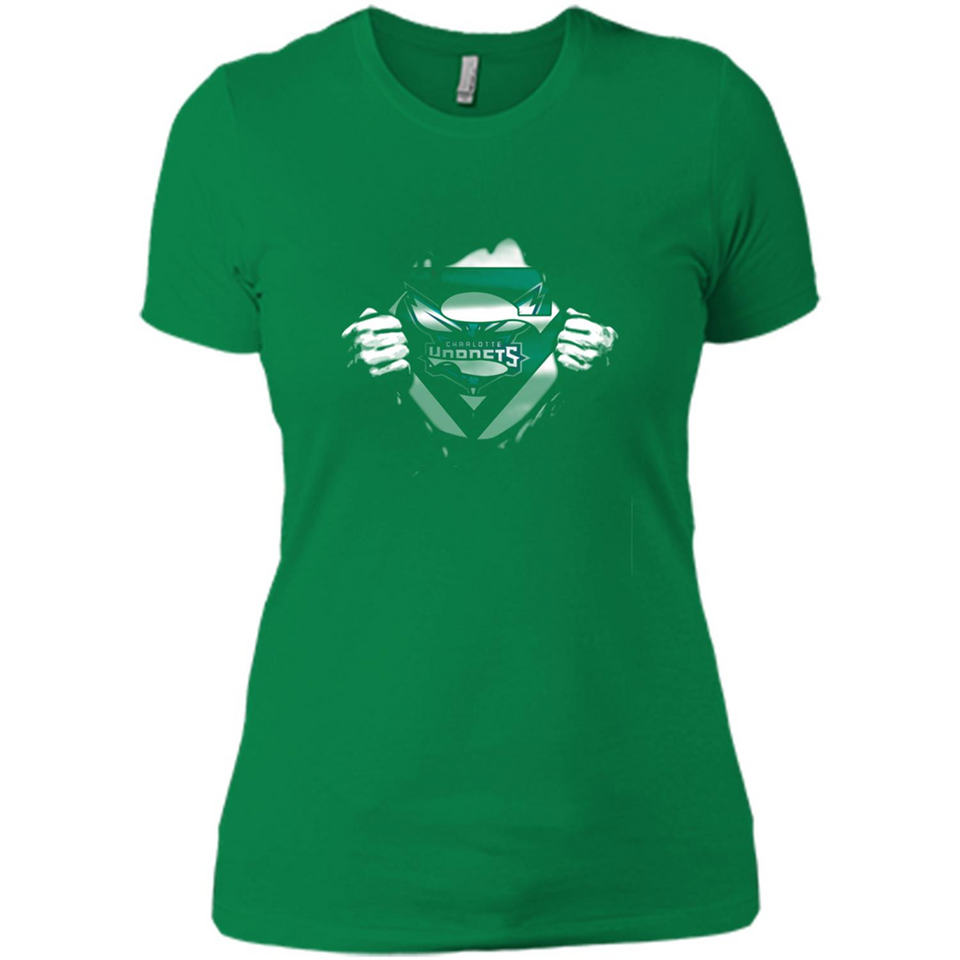 Charlotte Hornets And Superman Fans - Ladies' Boyfriend T-Shirt