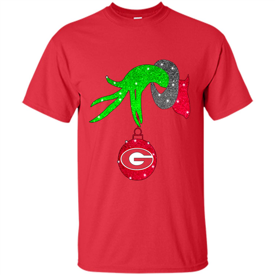 GRINCH HAND HOLDING GEORGIA BULLDOGS GLITTER CHRISTMAS PINGPONG