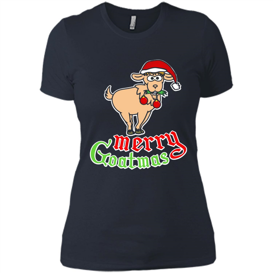 Christmas Merry Goatmas Goat Shirt Santa Hat - Ladies' Boyfriend T-Shirt