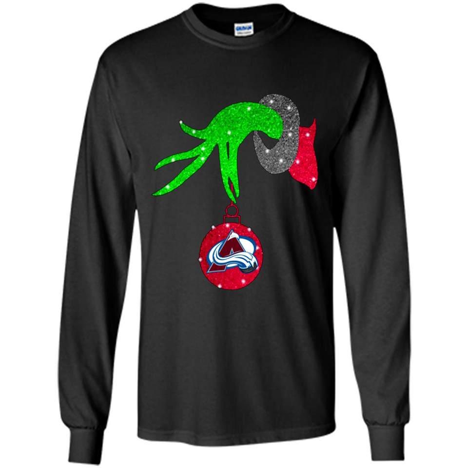 GRINCH HAND HOLDING COLORADO AVALANCHE GLITTER CHRISTMAS PINGPONG