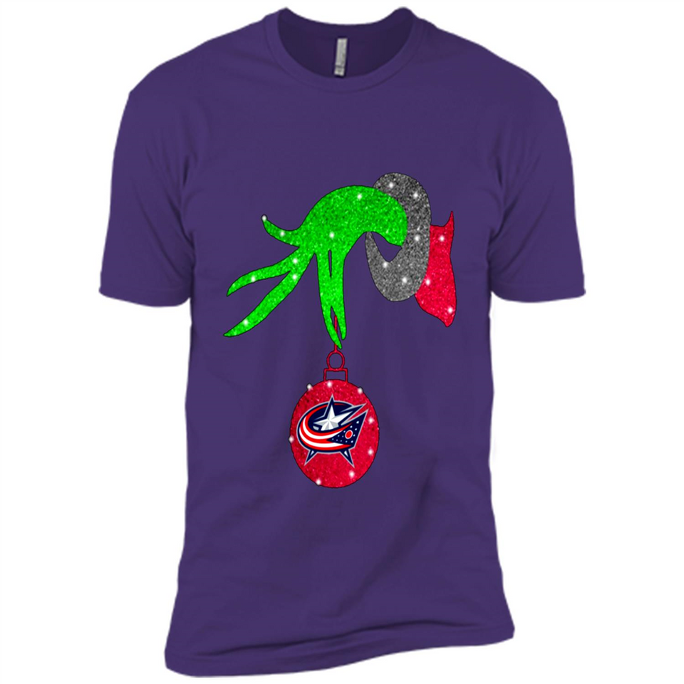 GRINCH HAND HOLDING COLUMBUS BLUE JACKETS GLITTER CHRISTMAS PINGPONG