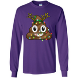 Reindeer Poop Emoji Cute Merry Christmas T-Shirt - Long Sleeve T-Shirt