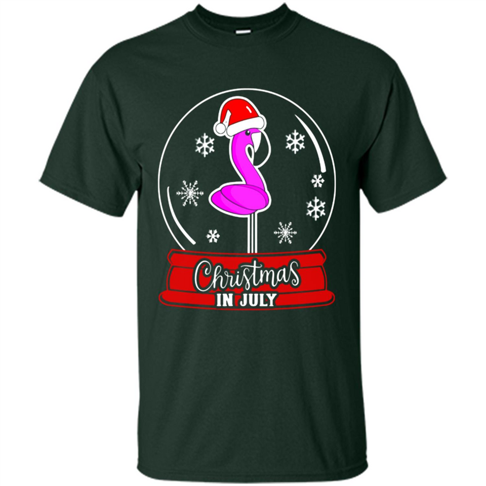 Christmas In July Flamingo Snow Globe Santa Hat - Shirt