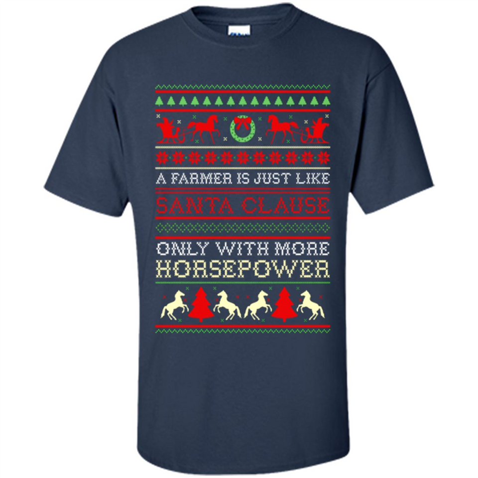 Funny Farmers Gift Ugly Santa Claus Horsepower - Shirt