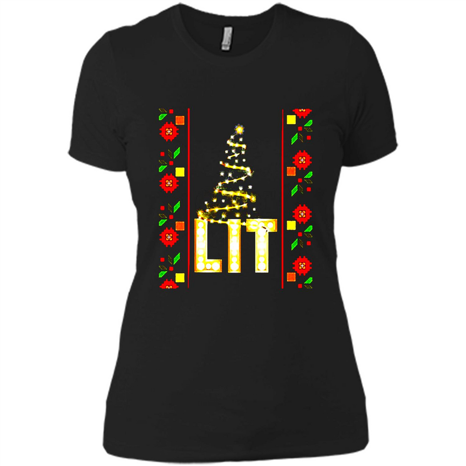 Funny Lets Get Lit Christmas Tree - Ladies' Boyfriend T-Shirt