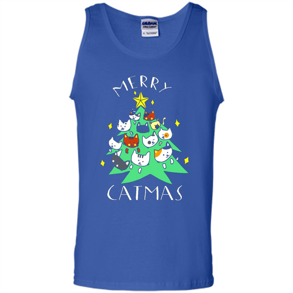 Merry Catmas Funny Cool Christmas Mug PINGPONG - Tank Top