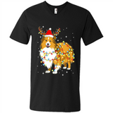 Christmas Lights Shetland Sheepdog Wearing Santa Hat Funny Xmas - Men's V-Neck