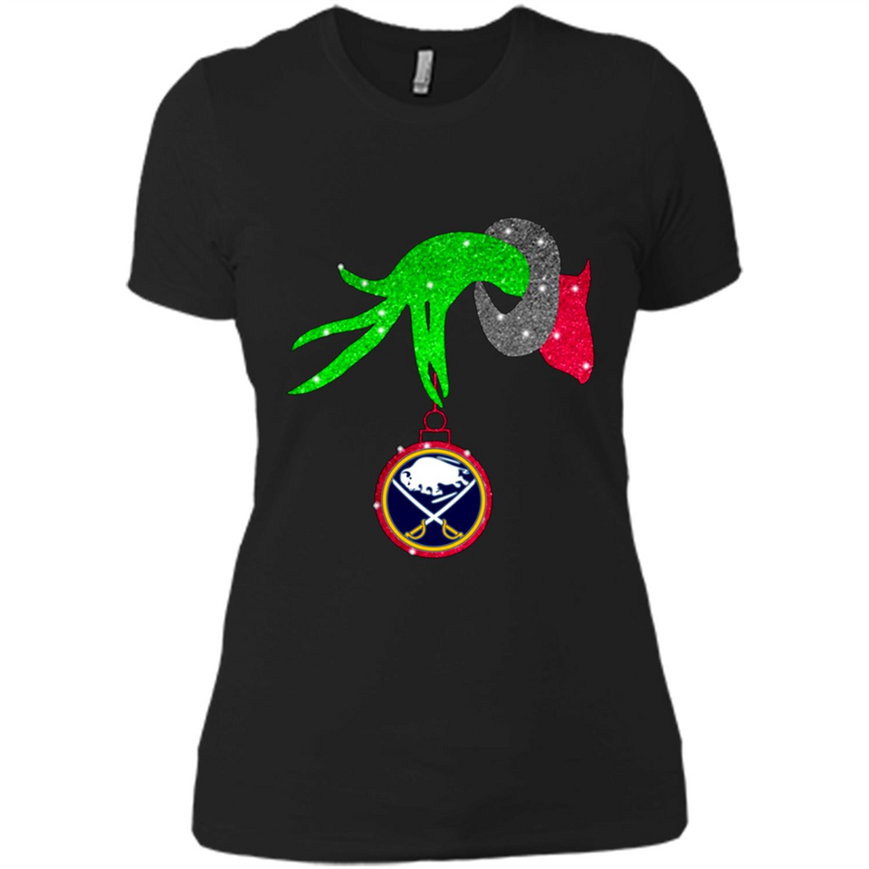 GRINCH HAND HOLDING BUFFALO SABRES GLITTER CHRISTMAS PINGPONG