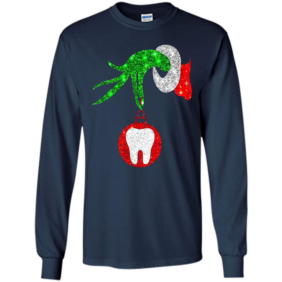 Christmas Nurse Grinch hand holding clinic dental ornament - Long Sleeve T-Shirt
