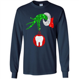 Christmas Nurse Grinch hand holding clinic dental ornament - Long Sleeve T-Shirt