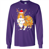 Christmas Lights Shetland Sheepdog Wearing Santa Hat Funny Xmas - Long Sleeve T-Shirt