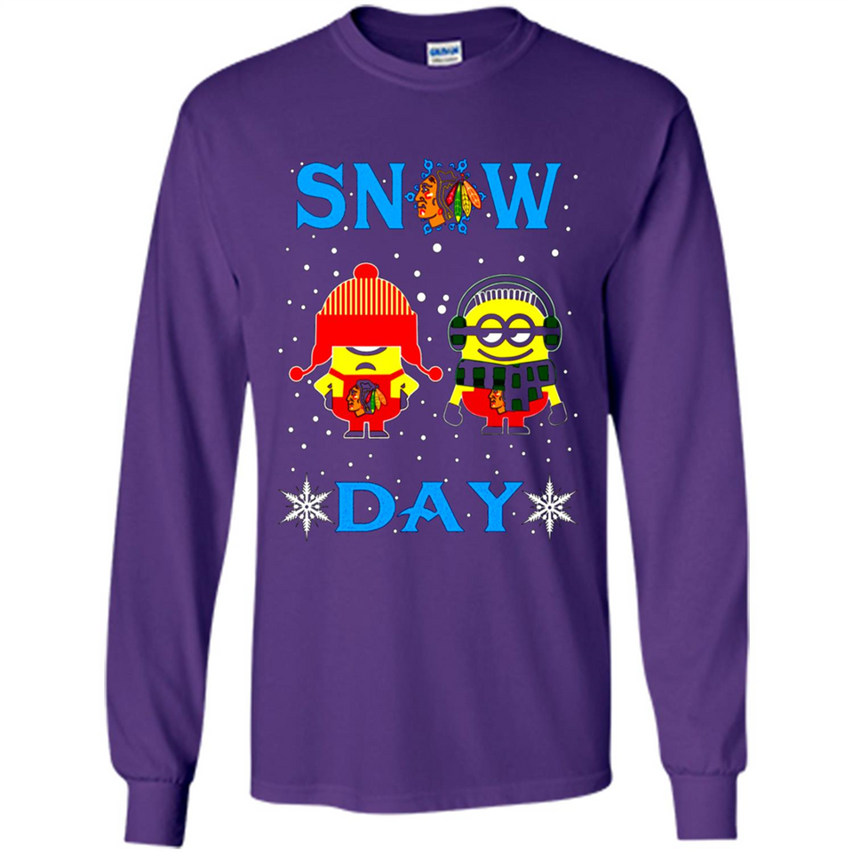 Snow Day Shirt For Chicago Blackhawks Vs Minion Fans pingpong