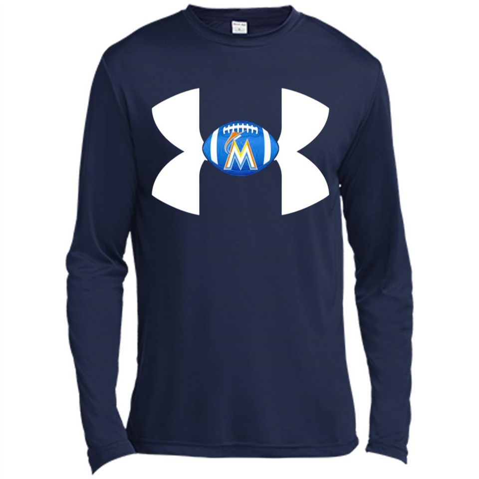 Miami Marlins Under Armour Logo - Canvas Long Sleeve T-Shirt