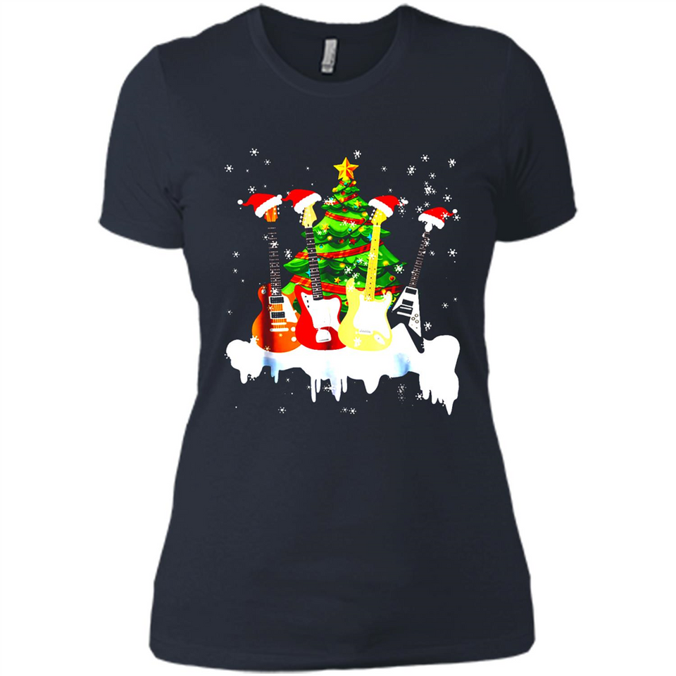 Santa Hat Electric Guitar Classical Guitar Christmas shirt Ladies' Boyfriend